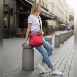 Lululemon On The Go Persimmon Pink Grey Large Crossbody Tote Commute Bag Top Zip